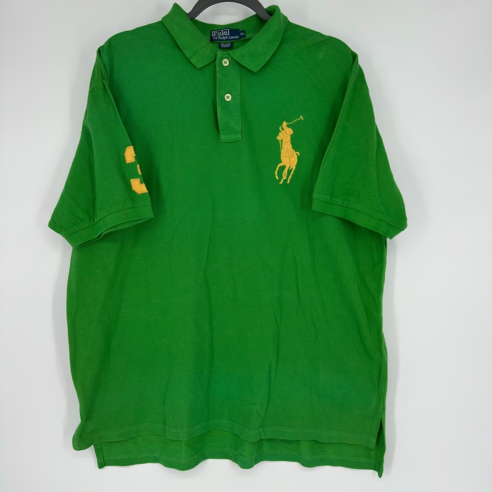Vintage Polo Ralph Lauren Mens 2XL Green Big Pony Short Sleeve Pique Polo Shirt
